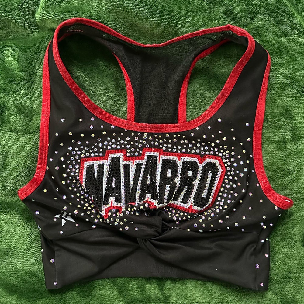 Navarro Cheer Crop Top - Black and Red